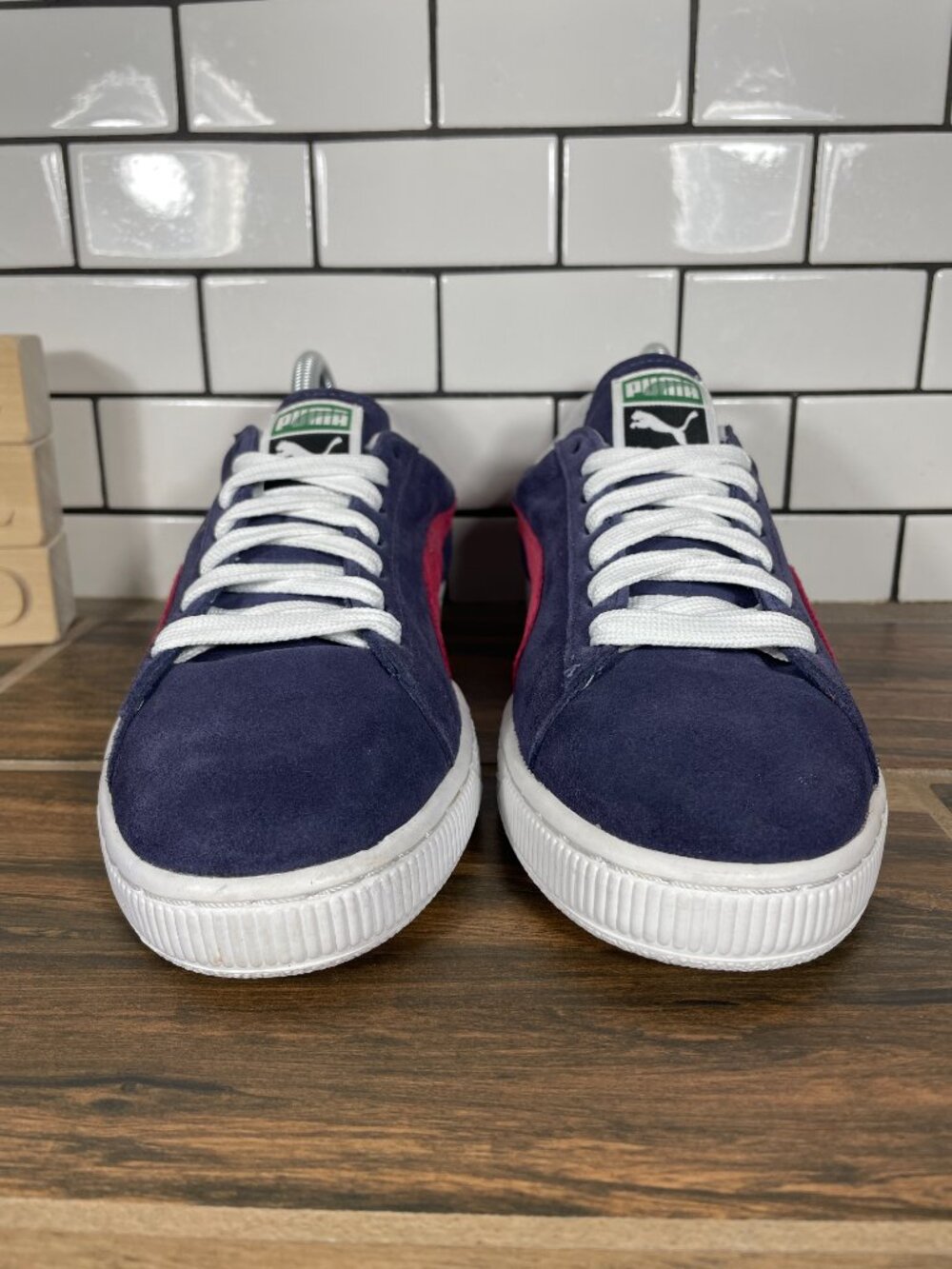 Puma Suede Classic Shoes Womens Size 8.5 Crown Blue Red Casual Low Top Sneaker - Picture 2 of 13
